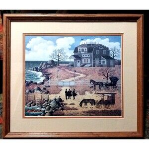 Charles Wysocki "Formulating a Plan" Americana Framed, Matted Art Print